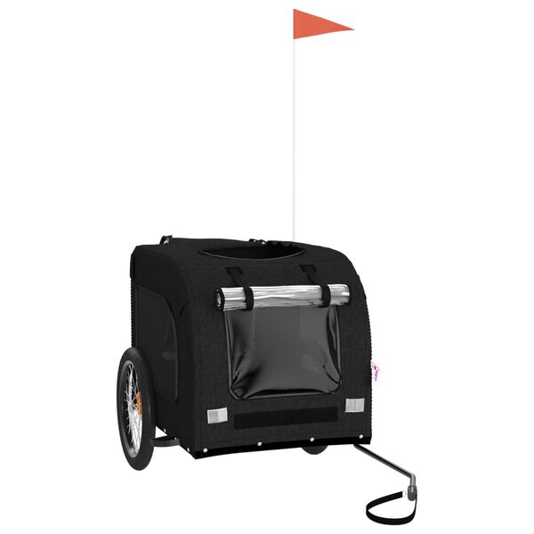 vidaXL Fahrradanhänger Hunde Schwarz Oxford-Gewebe und Eisen