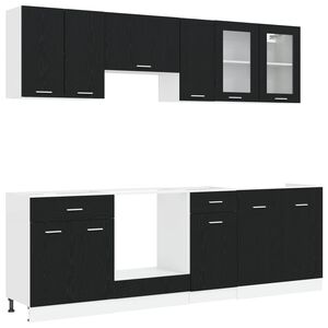 vidaXL K&uuml;cheneinheit Lyon 8 stk. Schwarze Eiche Holzwerkstoff