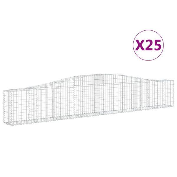 vidaXL Gabionen mit Hochbogen 25 Stk. 400x30x60/80 cm Verzinktes Eisen