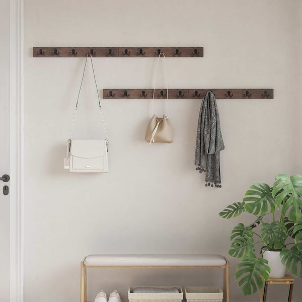 vidaXL Kleiderb&uuml;gel Braun 60 x 7 x 8 cm Massives upgecyceltes Holz