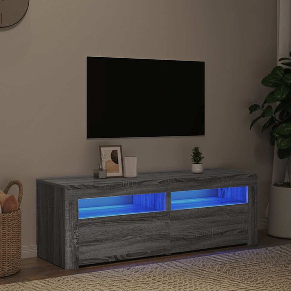 vidaXL TV-Schrank mit LED-Leuchten Grau Sonoma 120x35x40 cm