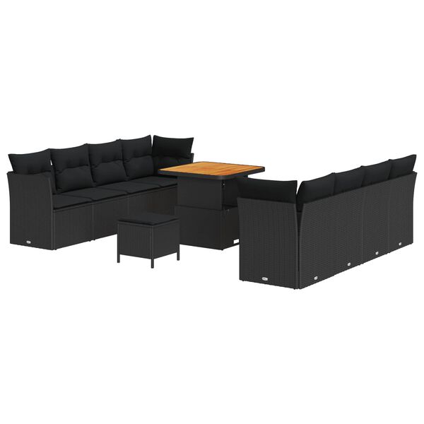 vidaXL Gartensofa-set mit Kissen 11 pcs Schwarz Poly-Rattan