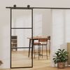 vidaXL Schiebetür 3-teilig ESG-Glas und Aluminium 76x205 cm Schwarz