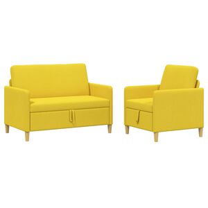 vidaXL Sofa Set mit Stauraum 2 stk. 3-Sitzer Hellgelb Polyester