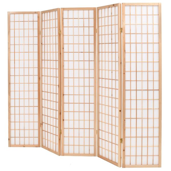 vidaXL 5-tlg. Raumteiler Japanischer Stil Klappbar 200 x 170 cm Natur