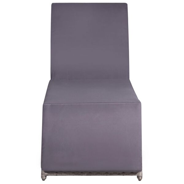 vidaXL Sonnenliege mit Tisch Poly Rattan Grau