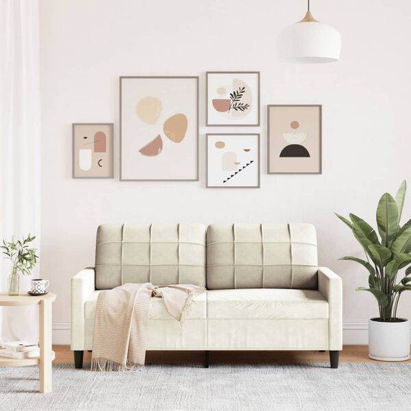 vidaXL 2-Sitzer-Sofa Creme 140 cm Samt