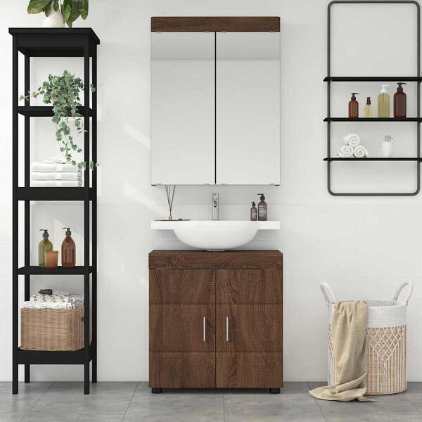 vidaXL Badezimmerm&ouml;bel-Set TULUM Braun Eichen-Optik Holzwerkstoff