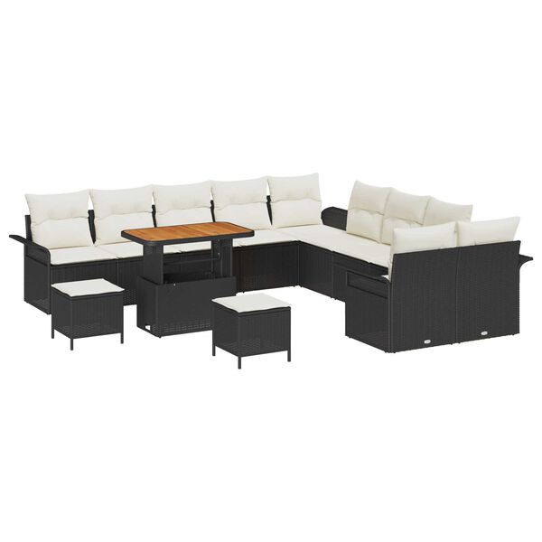 vidaXL Gartensofa-set mit Kissen 13 pcs Schwarz Poly-Rattan