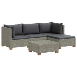vidaXL 5 Stk. Rattan-Lounge-Set mit Kissen GENDT Naturrattan Kubu Grau