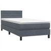 vidaXL Boxspringbett mit Matratze Dunkelgrau 90x210 cm Samt