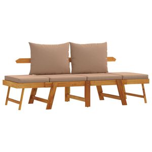 vidaXL Gartenbank mit Kissen 2-in-1 Massivholz Akazie