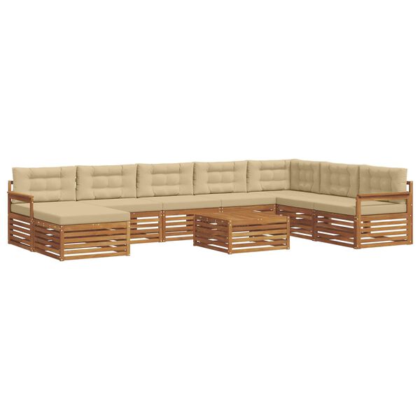 vidaXL Sofagarnituren 9 pcs Natur und Beige Massivholz Akazie