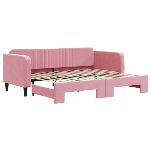 vidaXL Tagesbett Ausziehbar Rosa 90x200 cm Samt