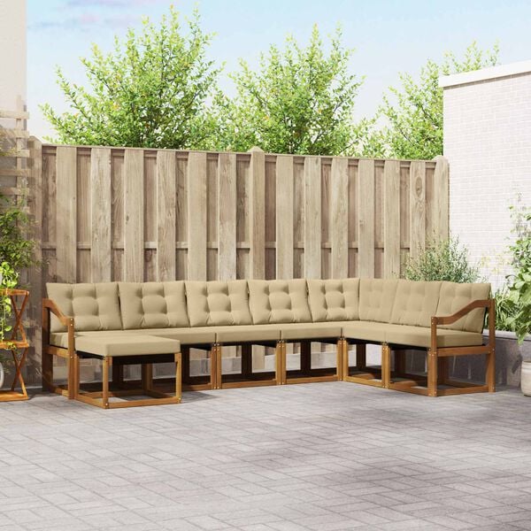 vidaXL Outdoor-Sofagarnitur mit Kissen 8 pcs Natur und Beige