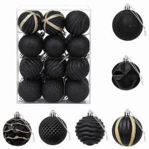 vidaXL Weihnachtskugelset 36 stk. Schwarz Durchmesser 6 cm Polystyrol