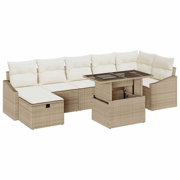 vidaXL Garten-Sofa-Set 8 pcs Beige Poly-Rattan