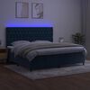 vidaXL Boxspringbett mit Matratze & LED Dunkelblau 200x200 cm Samt