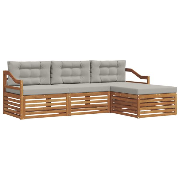 vidaXL Outdoor-Sofagarnitur mit Kissen 4 pcs Nat&uuml;rlich und Hellgrau