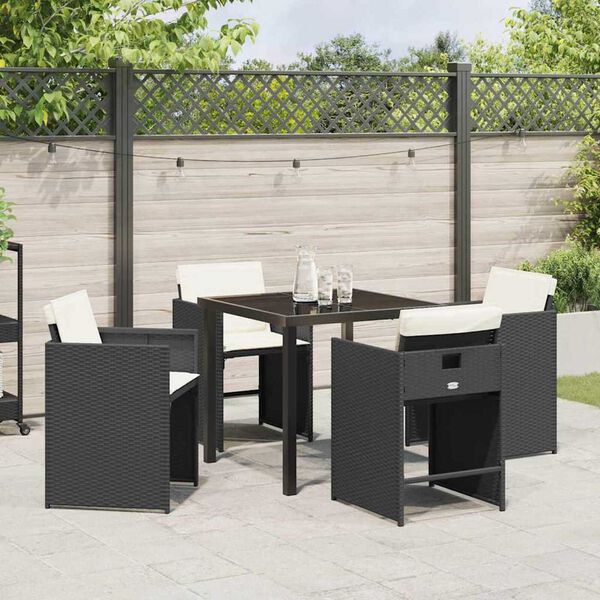 vidaXL Garten Essgruppe 5 pcs Schwarz Poly-Rattan