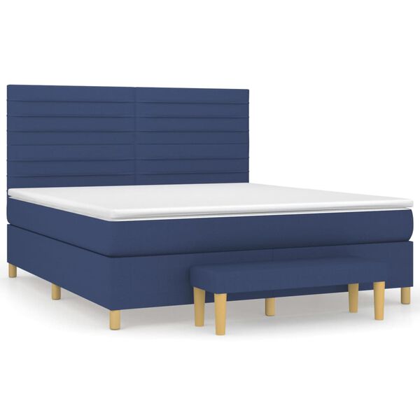 vidaXL Boxspringbett mit Matratze Blau 180x200 cm Stoff