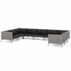 vidaXL 9-tlg. Garten-Lounge-Set mit Kissen Poly Rattan Dunkelgrau