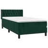 vidaXL Boxspringbett mit Matratze Dunkelgr&uuml;n 90x190 cm Samt