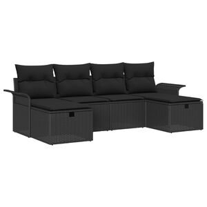 vidaXL Gartensofa-set mit Kissen 6 pcs Schwarz Poly-Rattan