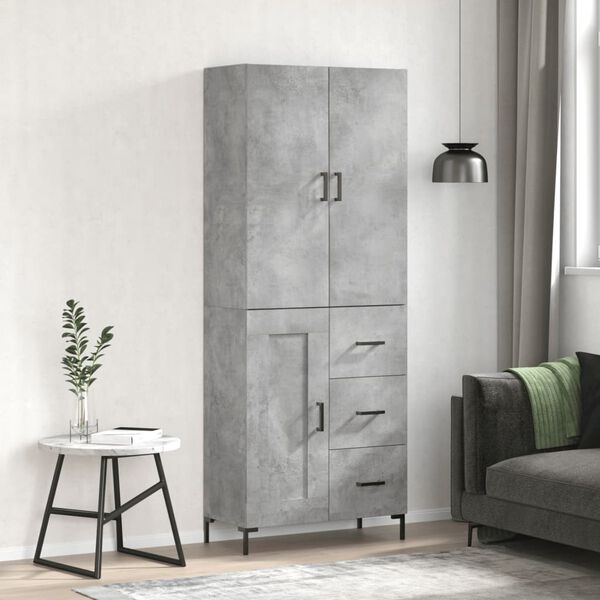 vidaXL Highboard Betongrau 69,5x34x180 cm Holzwerkstoff