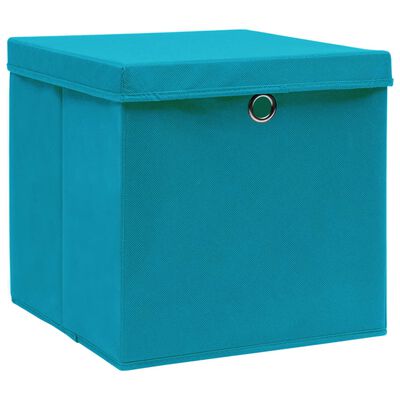 vidaXL Aufbewahrungsboxen mit Deckeln 4 Stk. Babyblau 32x32x32cm Stoff