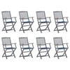 vidaXL Klappbare Gartenst&uuml;hle 8 Stk. mit Kissen Massivholz Akazie