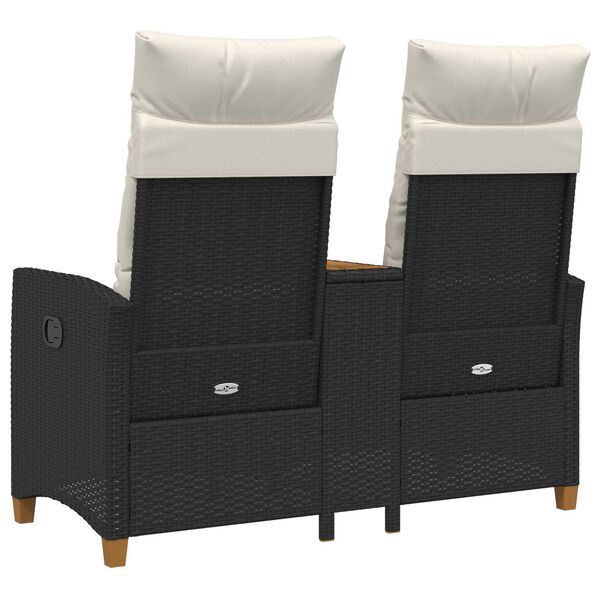 vidaXL Liegebank mit Tisch Schwarz und Cremewei&szlig; 126 x 65 x 112 cm