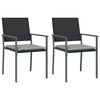 vidaXL Gartenst&uuml;hle mit Kissen 2 Stk. Schwarz 54x62,5x89cm Poly Rattan