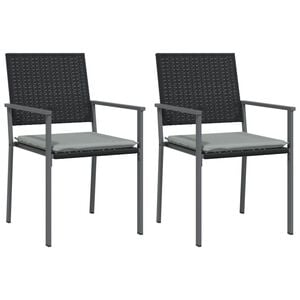 vidaXL Gartenst&uuml;hle mit Kissen 2 Stk. Schwarz 54x62,5x89cm Poly Rattan