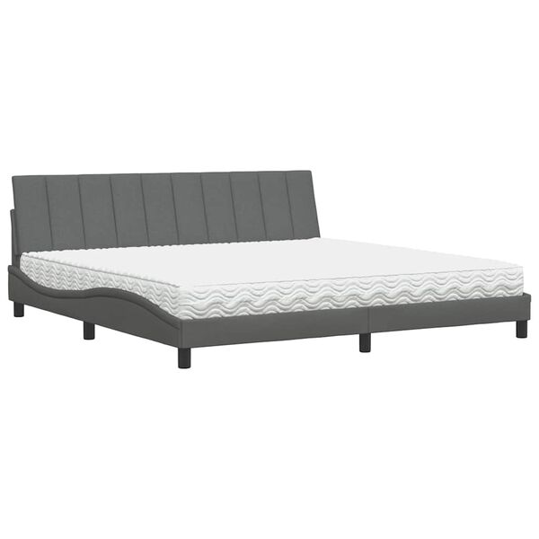 vidaXL Bett mit Matratze "Hanko" Dunkelgrau 200x200 cm Stoff