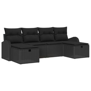 vidaXL Gartensofa-set mit Kissen 6 pcs Schwarz Poly-Rattan