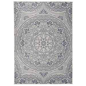 vidaXL Outdoor-Teppich Flachgewebe 120x170 cm Blaues Muster