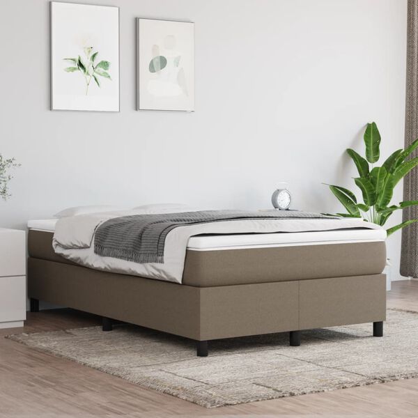 vidaXL Boxspringbett mit Matratze Taupe 120x190 cm Stoff