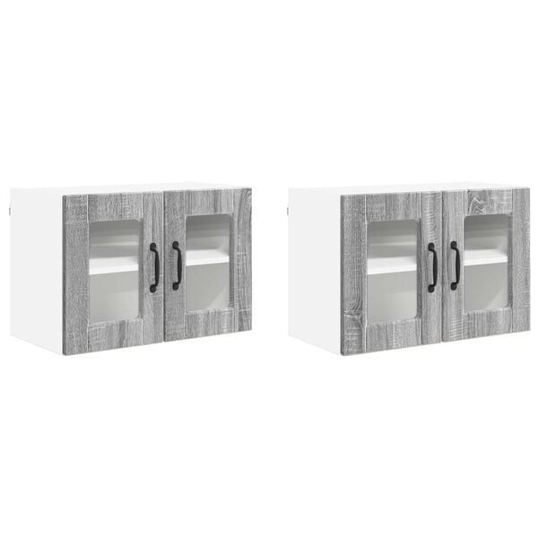 vidaXL K&uuml;chenschrank 2 pcs Graues Sonoma 60 x 31 x 40 cm Holzwerkstoff