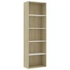 vidaXL B&uuml;cherregal 5 F&auml;cher Wei&szlig; Sonoma-Eiche 60x30x189 Holzwerkstoff