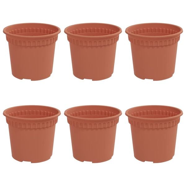 vidaXL Runder Blumentopf 6 pcs Ziegelrot &Oslash; 12,5 x 10 cm Kunststoff