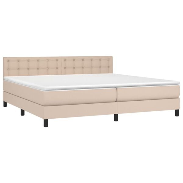 vidaXL Boxspringbett mit Matratze & LED Cappuccino-Braun 200x200cm
