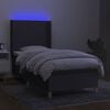 vidaXL Boxspringbett mit Matratze & LED Dunkelgrau 90x200 cm Stoff