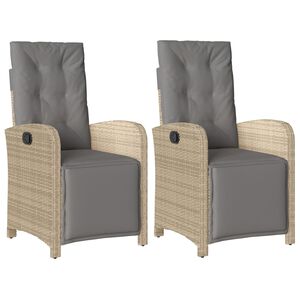 vidaXL Gartensessel mit Fu&szlig;teil 2 Stk. Verstellbar Poly Rattan