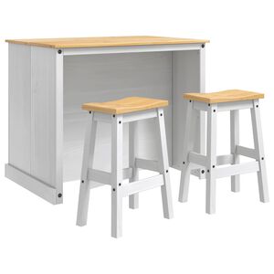 vidaXL K&uuml;cheninsel Set 3 Stk. Wei&szlig; und Honigwachs 112 x 77 x 91,5 cm