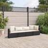 vidaXL 4-tlg. Garten-Sofagarnitur mit Kissen Schwarz Poly Rattan