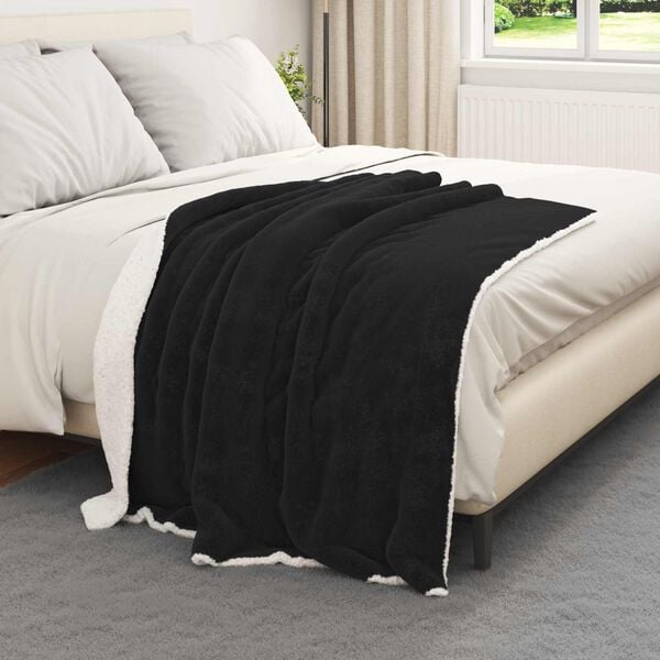 vidaXL &Uuml;berwurfdecke Schwarz 130 x 150 cm Fleece