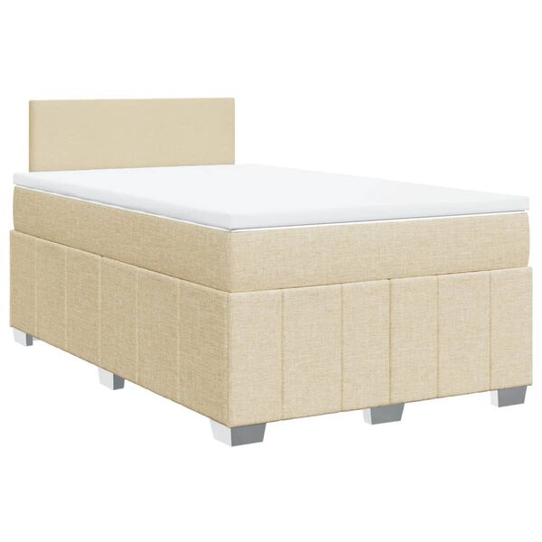vidaXL Boxspringbett mit Matratze Creme 120x190 cm Stoff