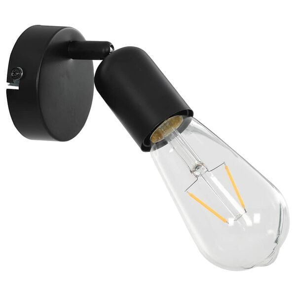 vidaXL Strahler 2 Stk. mit Glühlampen 2 W Schwarz E27