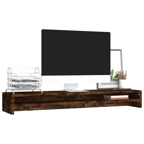 vidaXL Monitorständer Räuchereiche 100x24x13 cm Holzwerkstoff